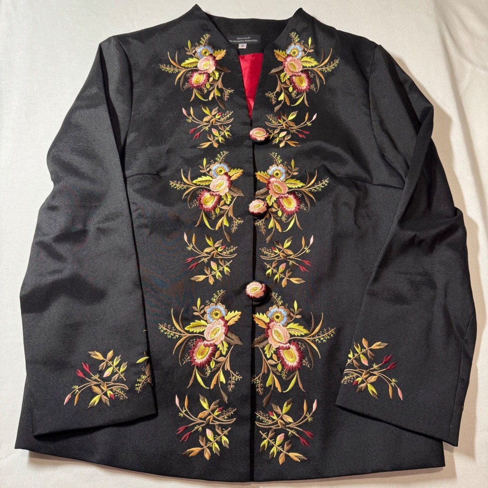 Metropolitan Museum of Art Black Embroidered Lightweight Jacket Blazer Size M‎